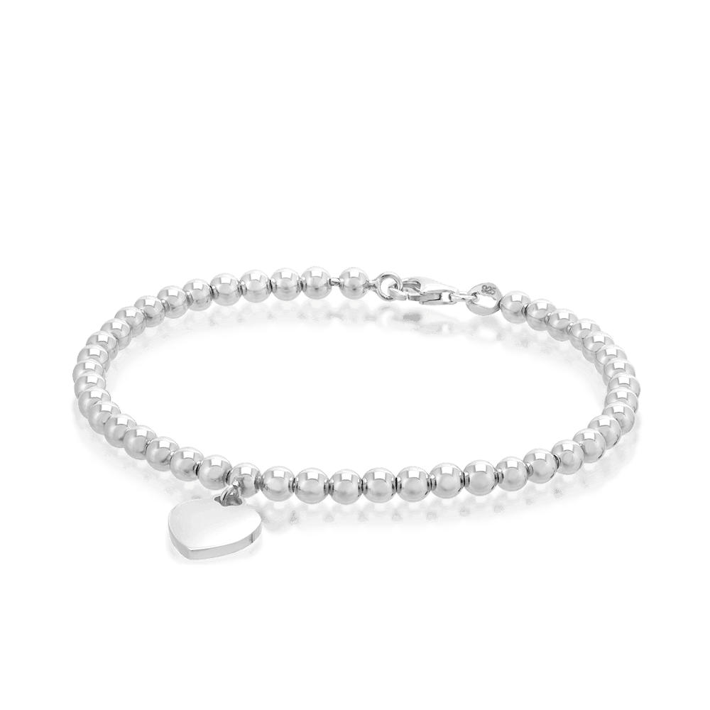 Monogrammed Silver Heart Charm Bracelet for Her